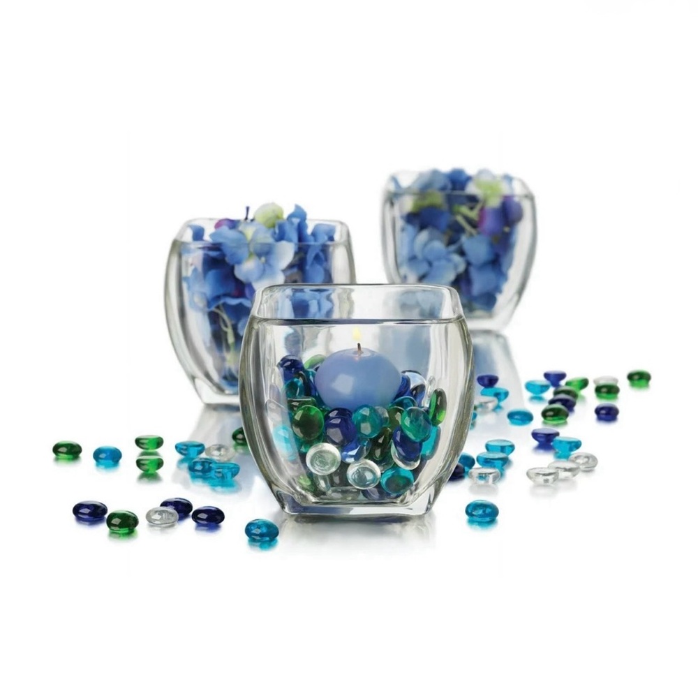 New Libbey Clear Glass Tapered Curved Votive Square Vase Decoration - Picture 2 of 6
